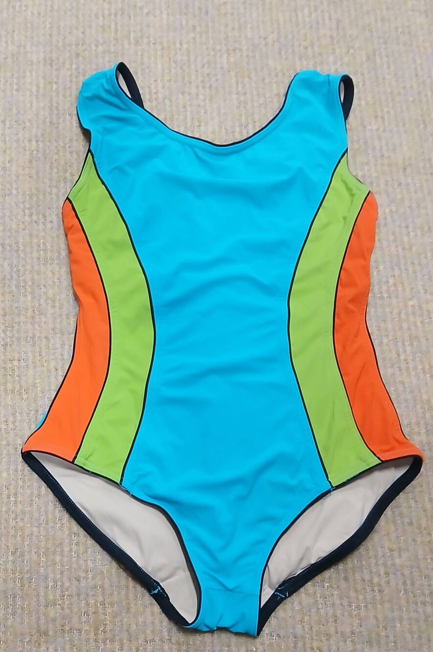 90's Vintage Karla colletto womens small size 6 blue orange swimsuit one piece